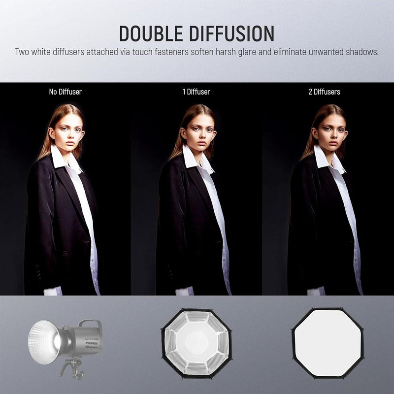 Neewer 28"/70cm Octagonal Softbox, Quick Release Bowens Mount Softbox with Honeycomb Grid, Light Diffusers, Bag for RGB CB60 CB60B CB200B MS60B MS60C MS150B S101-300W/400W Pro Vision 4 Q4, NS27P - Image 5